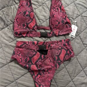 NWT Alexandria Avenue Red Snake Print Bikini Set